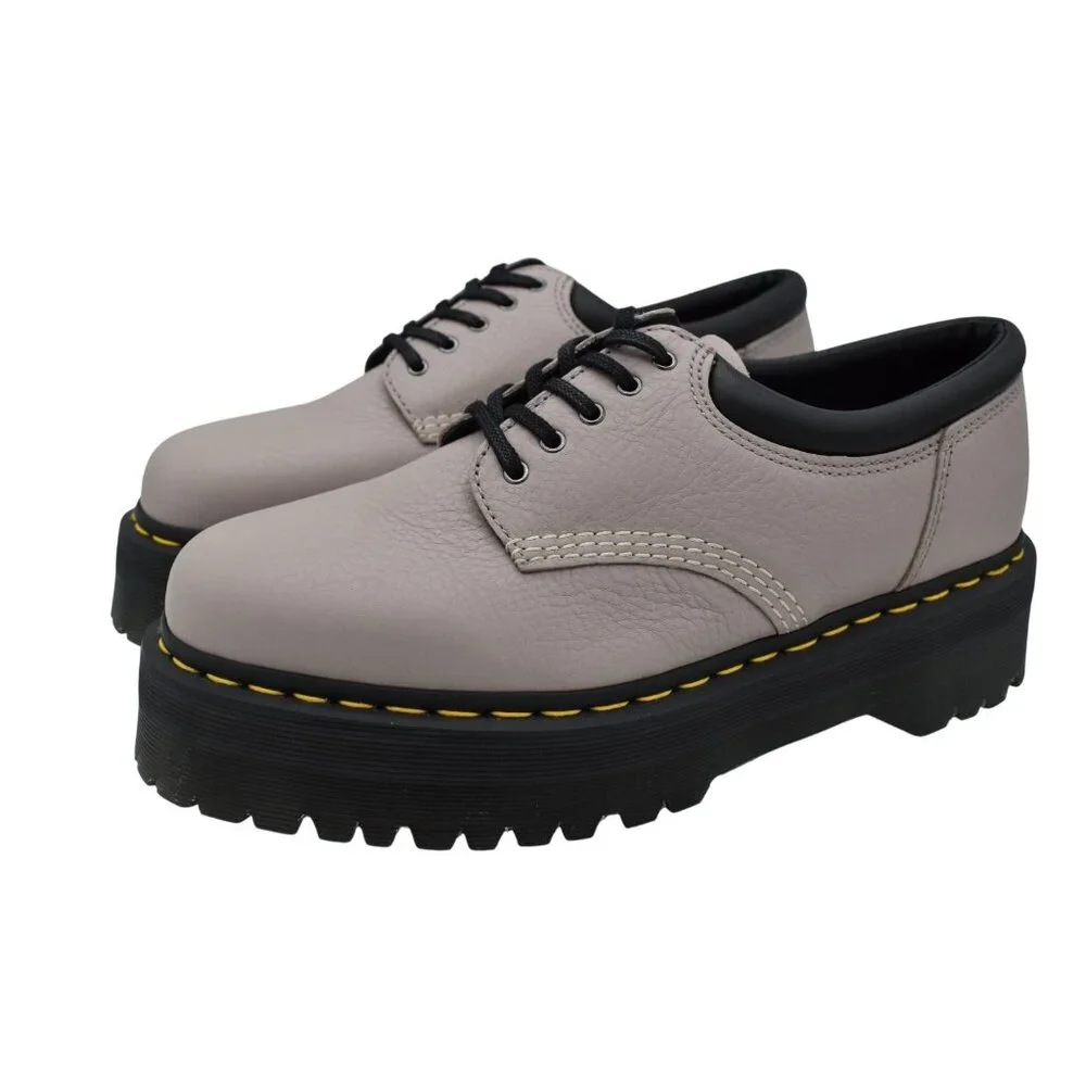 Dr‎ Martens 8053 Womens 11 Quad Smooth Vintage Taupe Pisa Platform Derby Shoes